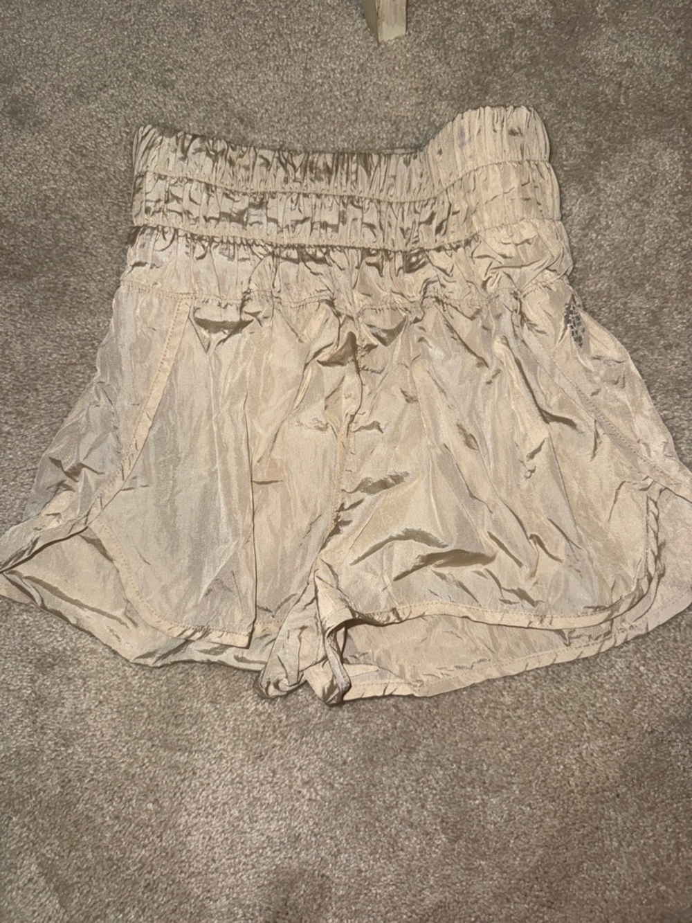 Free People Light Beige Women's Smocked Waist Shorts